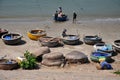 Vietnamese fisher fishing in Mui Ne, Vietnam Royalty Free Stock Photo